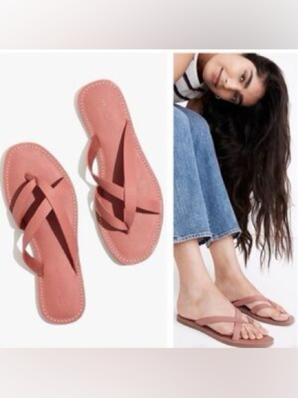 NEW Madewell The Boardwalk Risa Flip Flop in Rose Dust - Picture 6 of 6